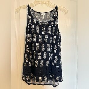 tank top white pineapple navy colored